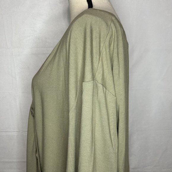 J Jill Stretch Womens Sz 3X Olive Green Faux Wrap Crossover Tunic Big Buttons - Picture 5 of 7